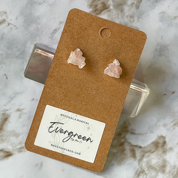 Rose Quartz Earring Studs Handmade - Picture 1 of 5